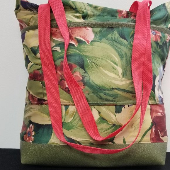 Handmade Green Floral Tote Bag - Picture 3 of 6